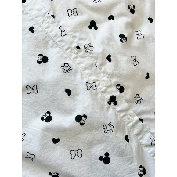 Disney Minnie & Mickey Mouse Medium White Button Down Sleep Shirt Dress - Picture 4 of 4